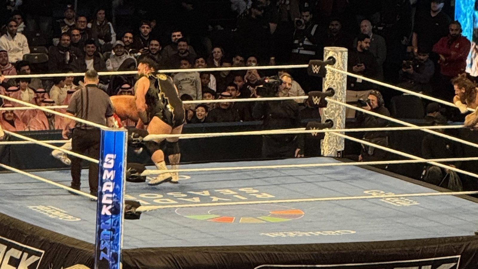 Bronson Reed in a black singlet in the ring during an eight-man tag team match on WWE SmackDown in Riyadh, January 2026