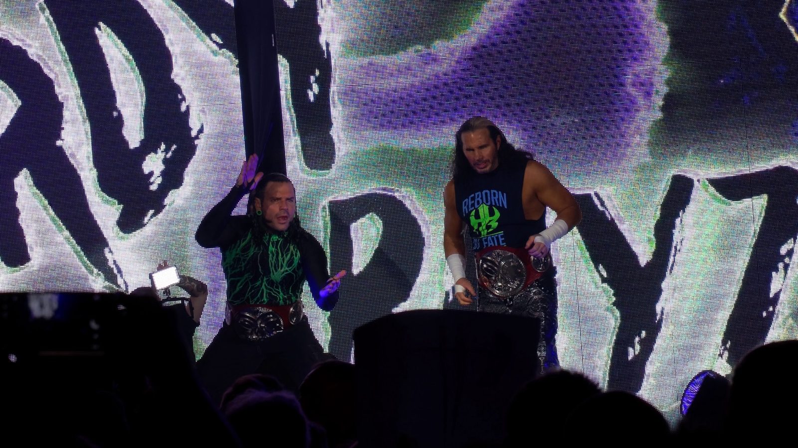 Jeff Hardy and Matt Hardy at a WWE Raw event in May 2017