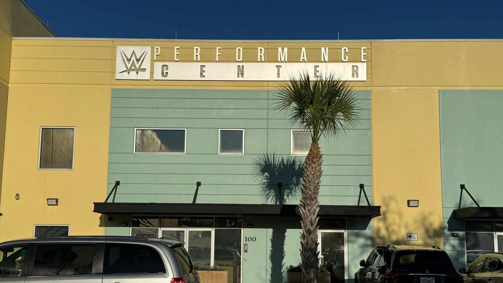 Front entrance of the WWE Performance Center in Orlando, Florida, where WWE Evolve is taped