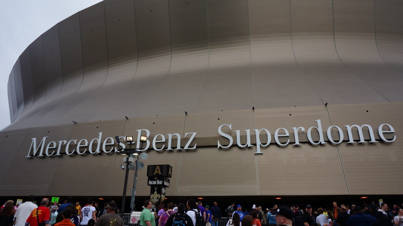 Fans gathered outside the Superdome in New Orleans on April 6, 2014, the day of WrestleMania XXX